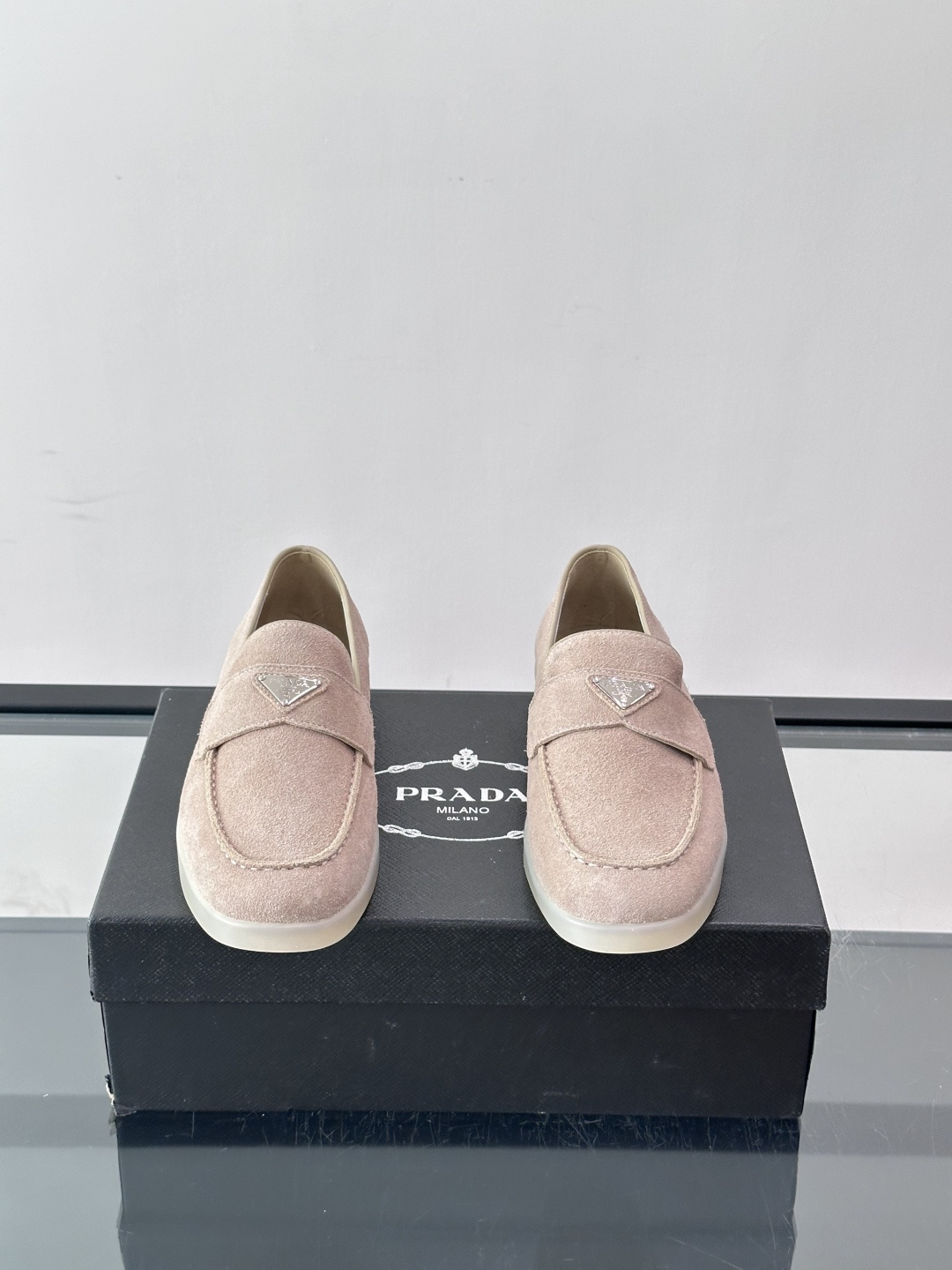 Prada Suede Triangle Loafers