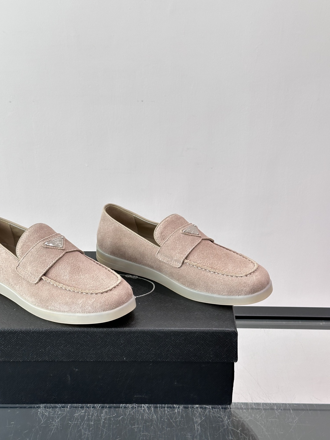 Prada Suede Triangle Loafers