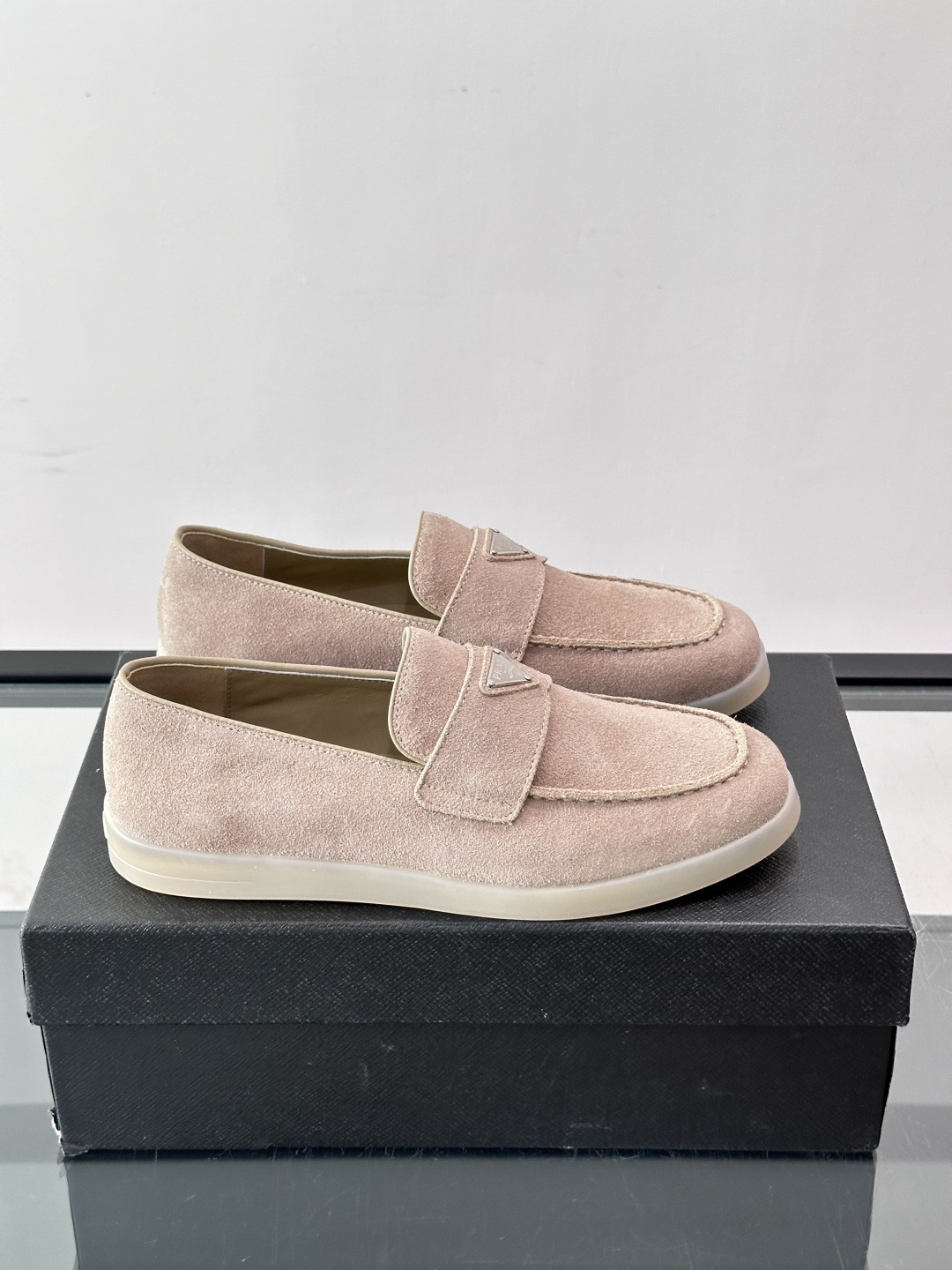 Prada Suede Triangle Loafers