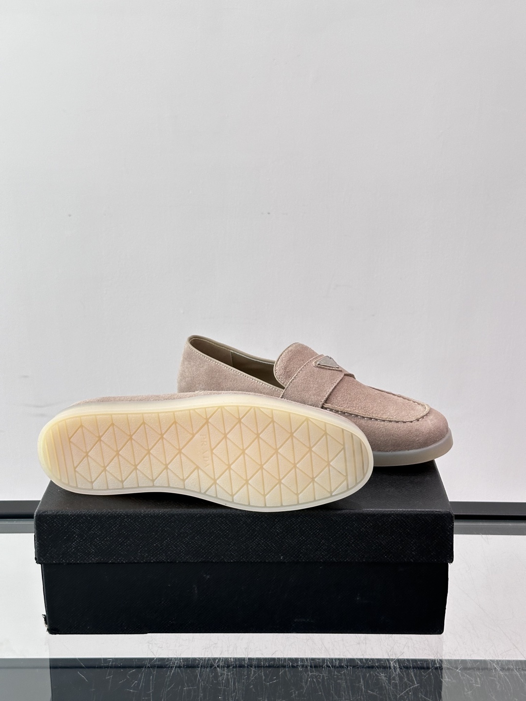 Prada Suede Triangle Loafers
