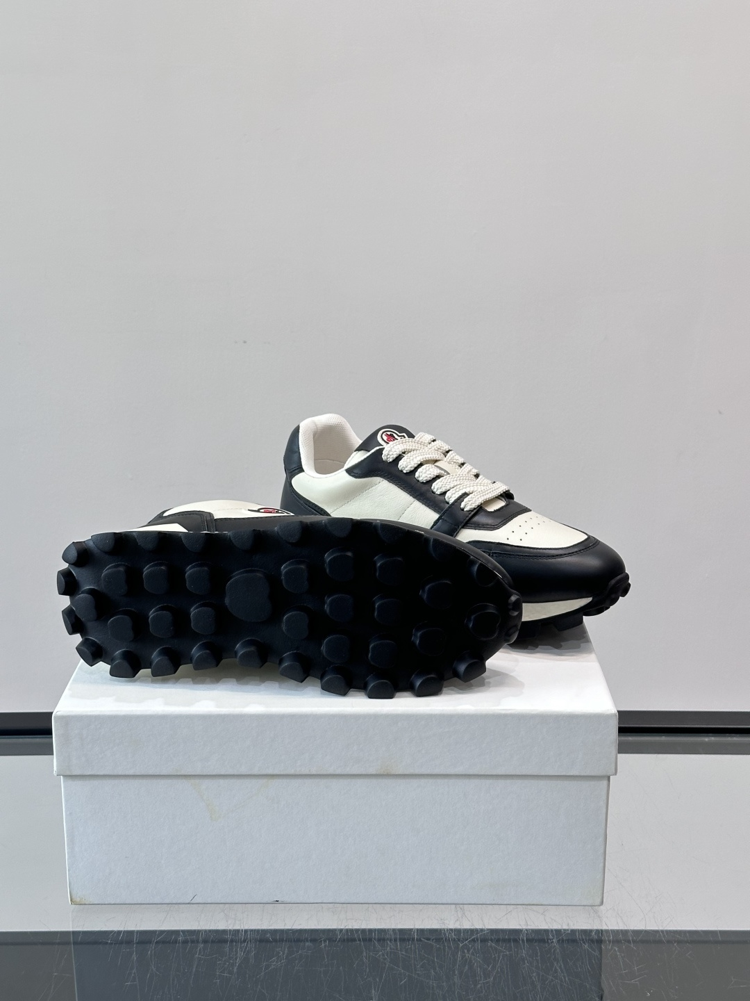 Moncler Two-Tone Leather Sneakers
