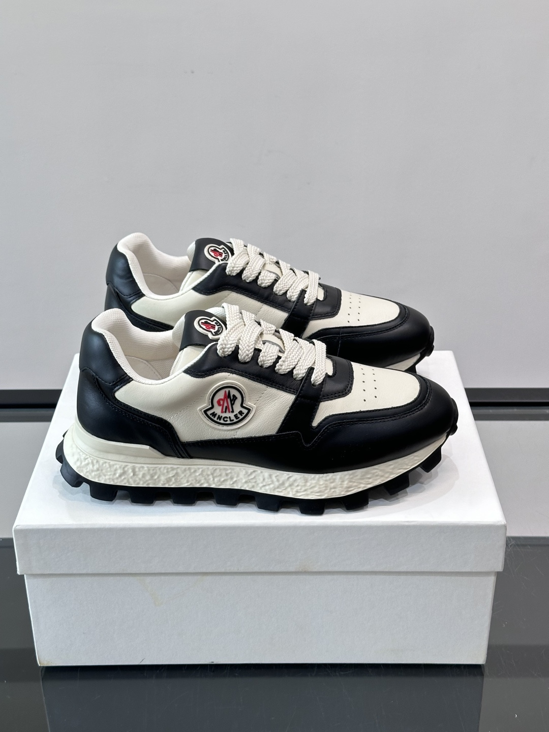 Moncler Two-Tone Leather Sneakers