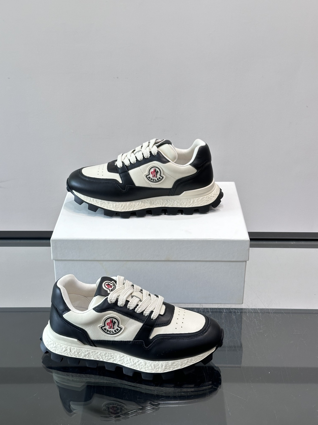 Moncler Two-Tone Leather Sneakers