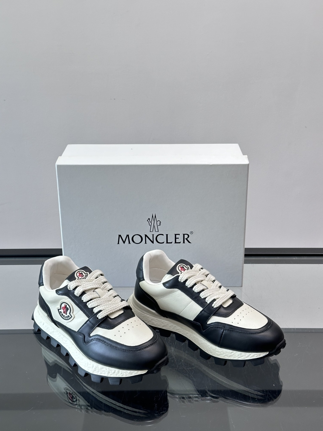 Moncler Two-Tone Leather Sneakers