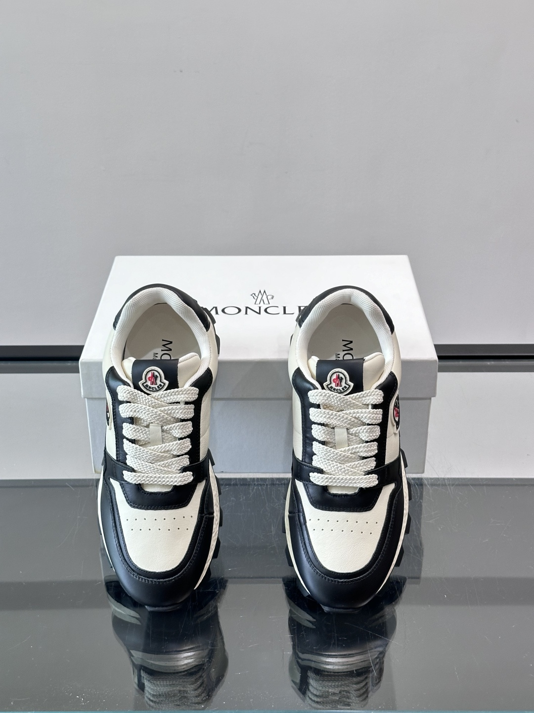 Moncler Two-Tone Leather Sneakers