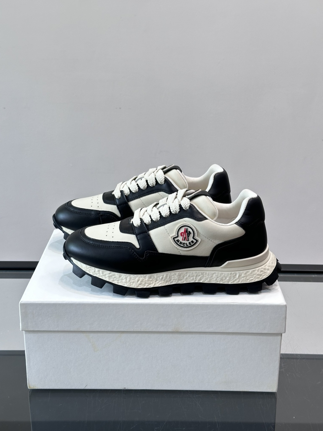 Moncler Two-Tone Leather Sneakers
