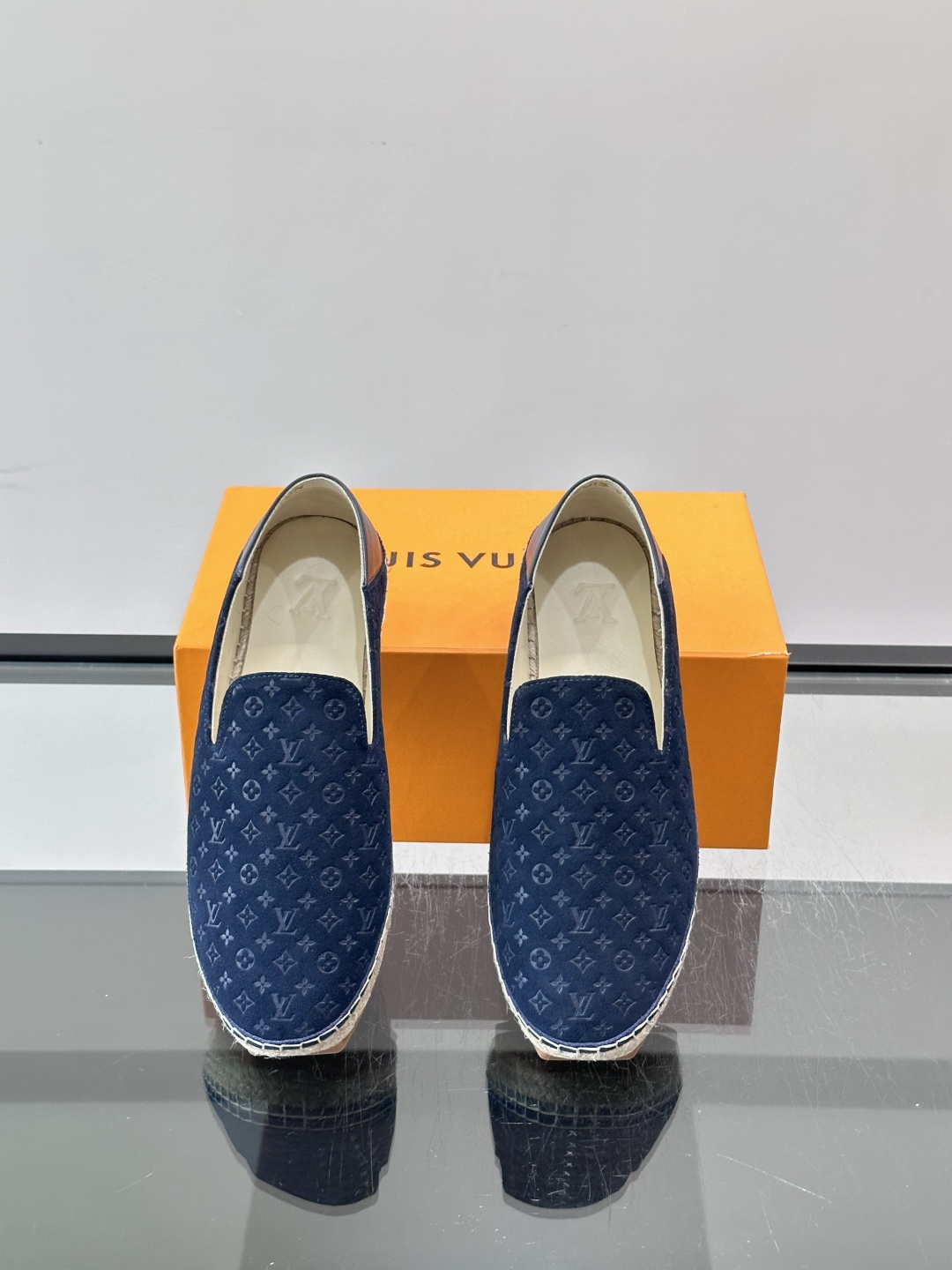 LV Navy Monogram Espadrilles