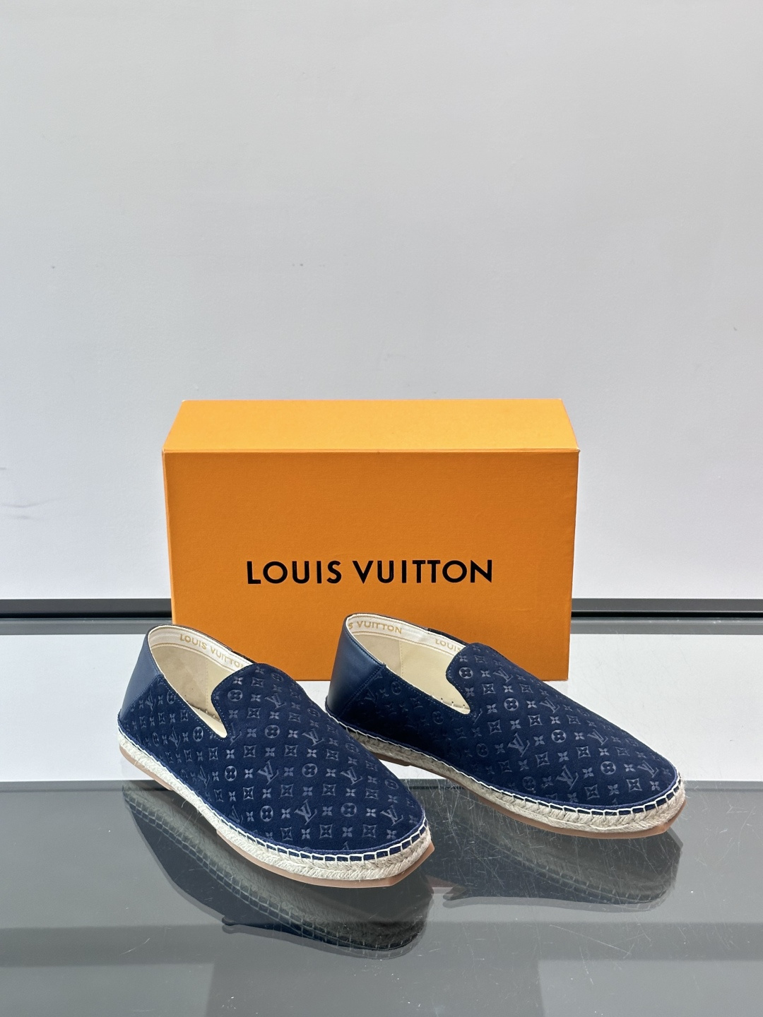 LV Navy Monogram Espadrilles