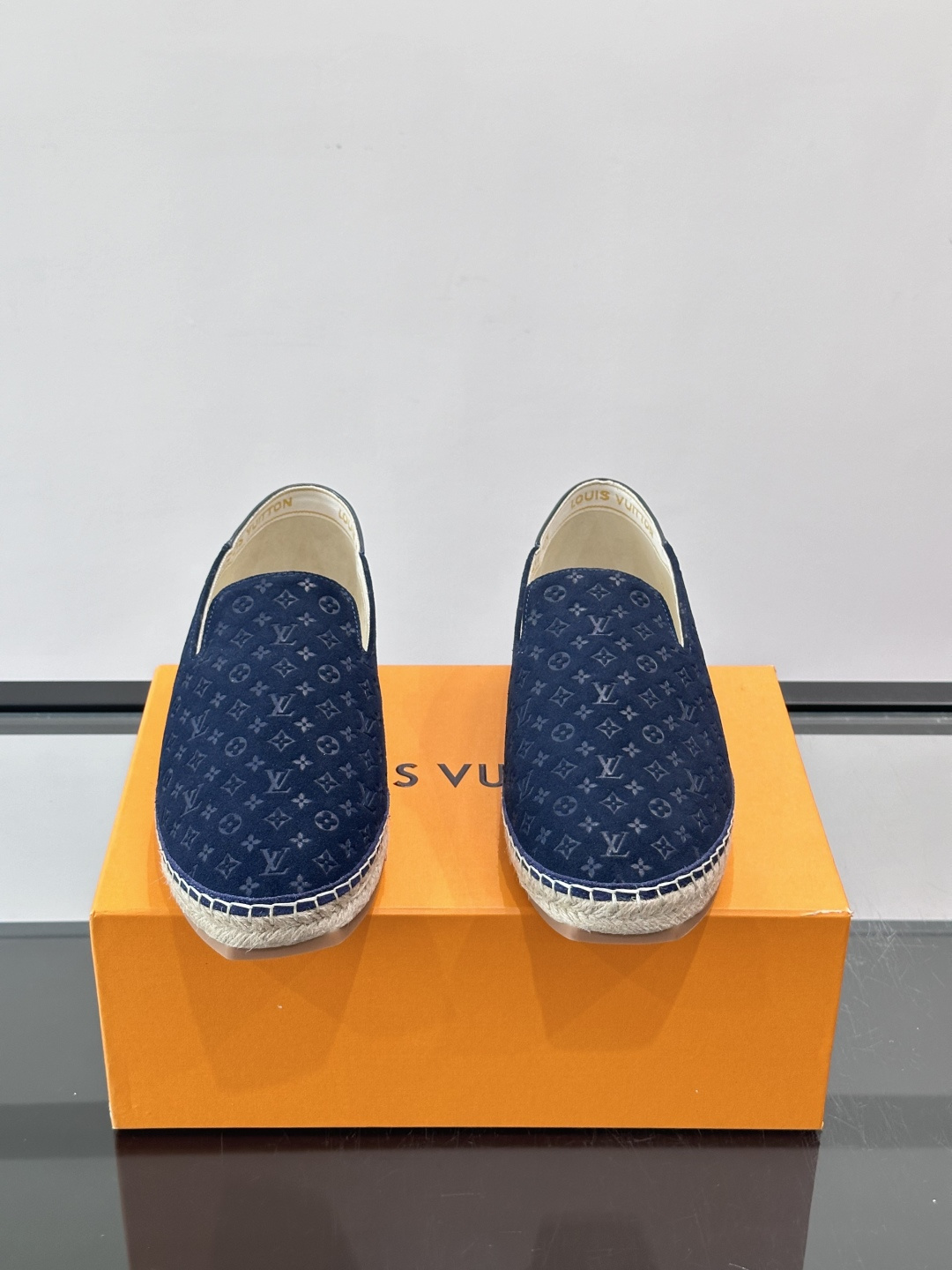 LV Navy Monogram Espadrilles