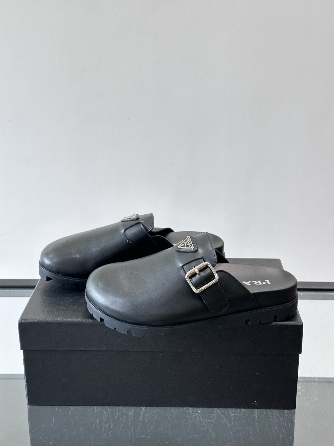 Prada Leather Slip On Clogs