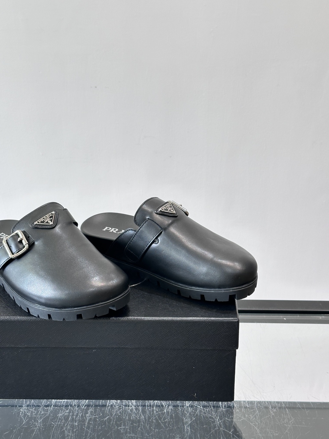Prada Leather Slip On Clogs
