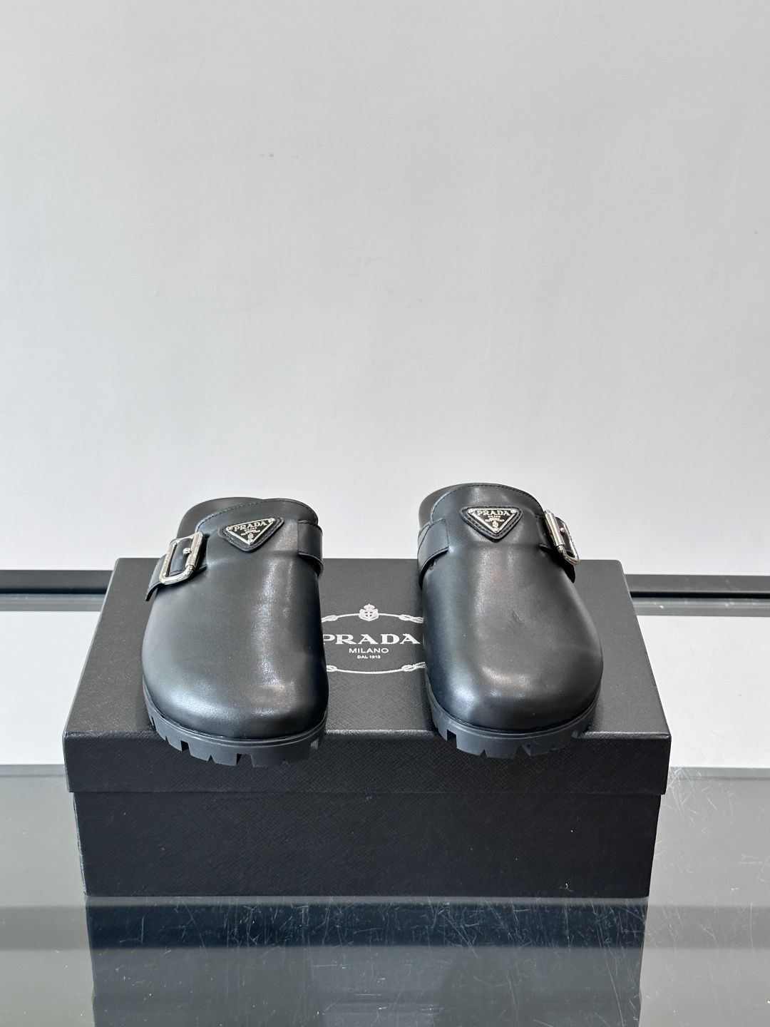 Prada Leather Slip On Clogs