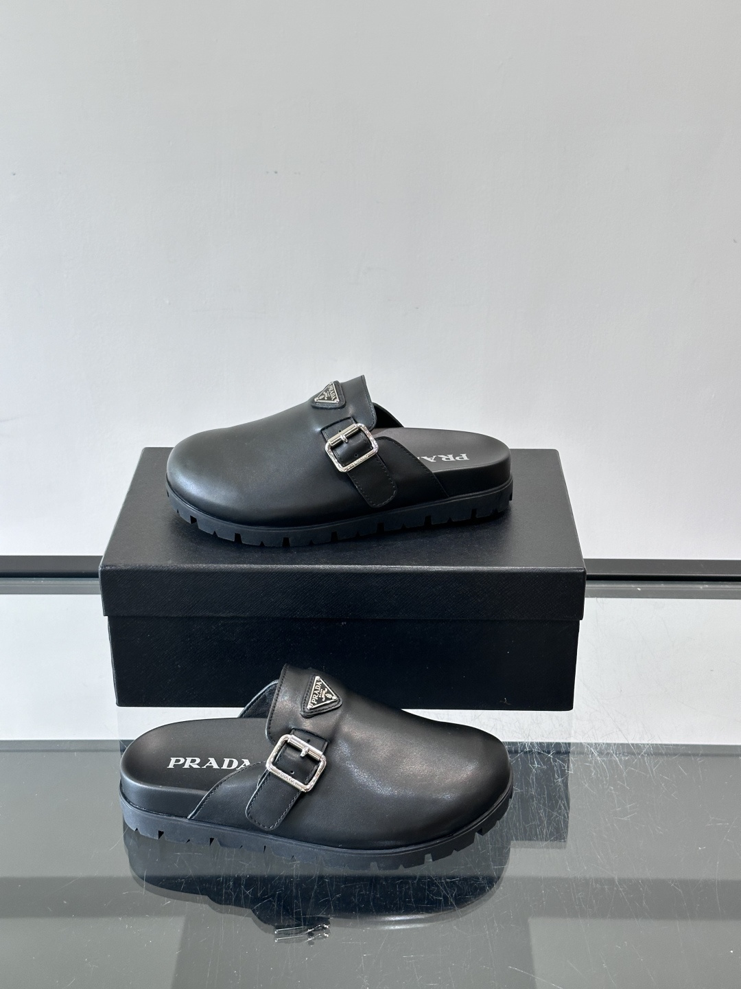 Prada Leather Slip On Clogs