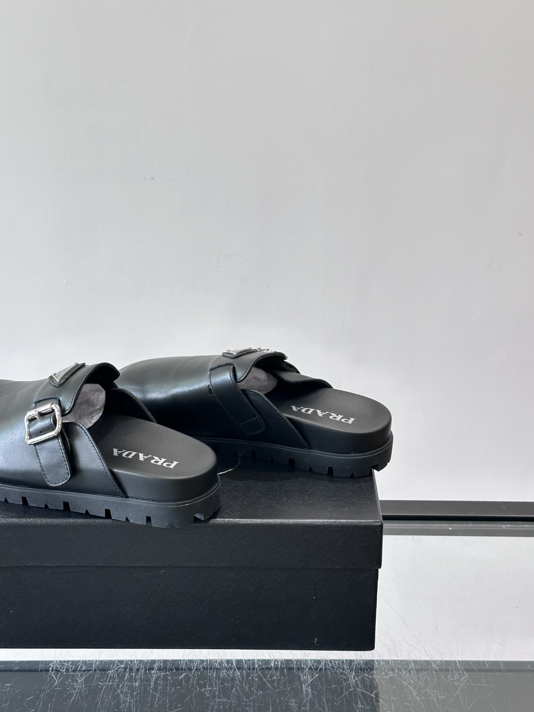 Prada Leather Slip On Clogs
