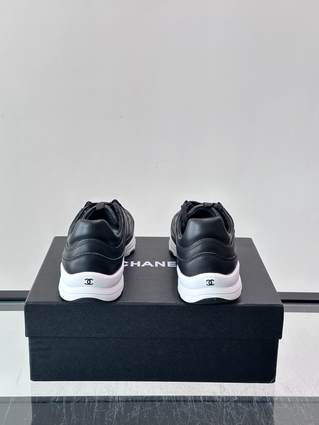 Chanel Black Leather Sneakers