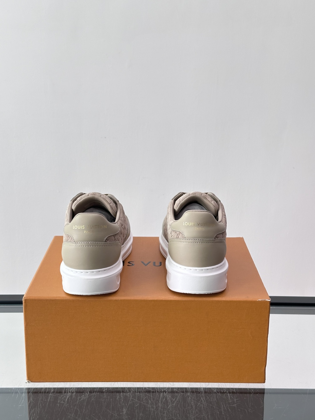 LV Beige Monogram Embossed Platform Sneaker