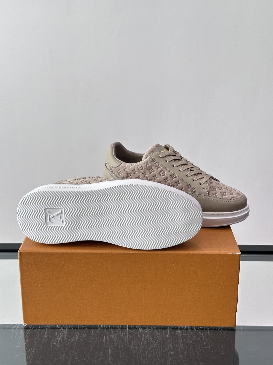 LV Beige Monogram Embossed Platform Sneaker
