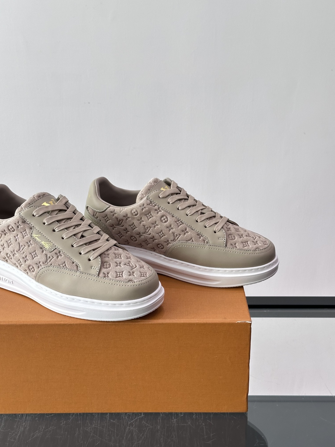 LV Beige Monogram Embossed Platform Sneaker