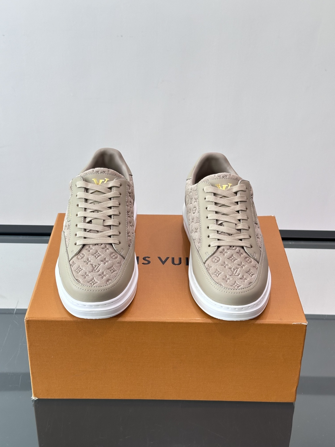 LV Beige Monogram Embossed Platform Sneaker