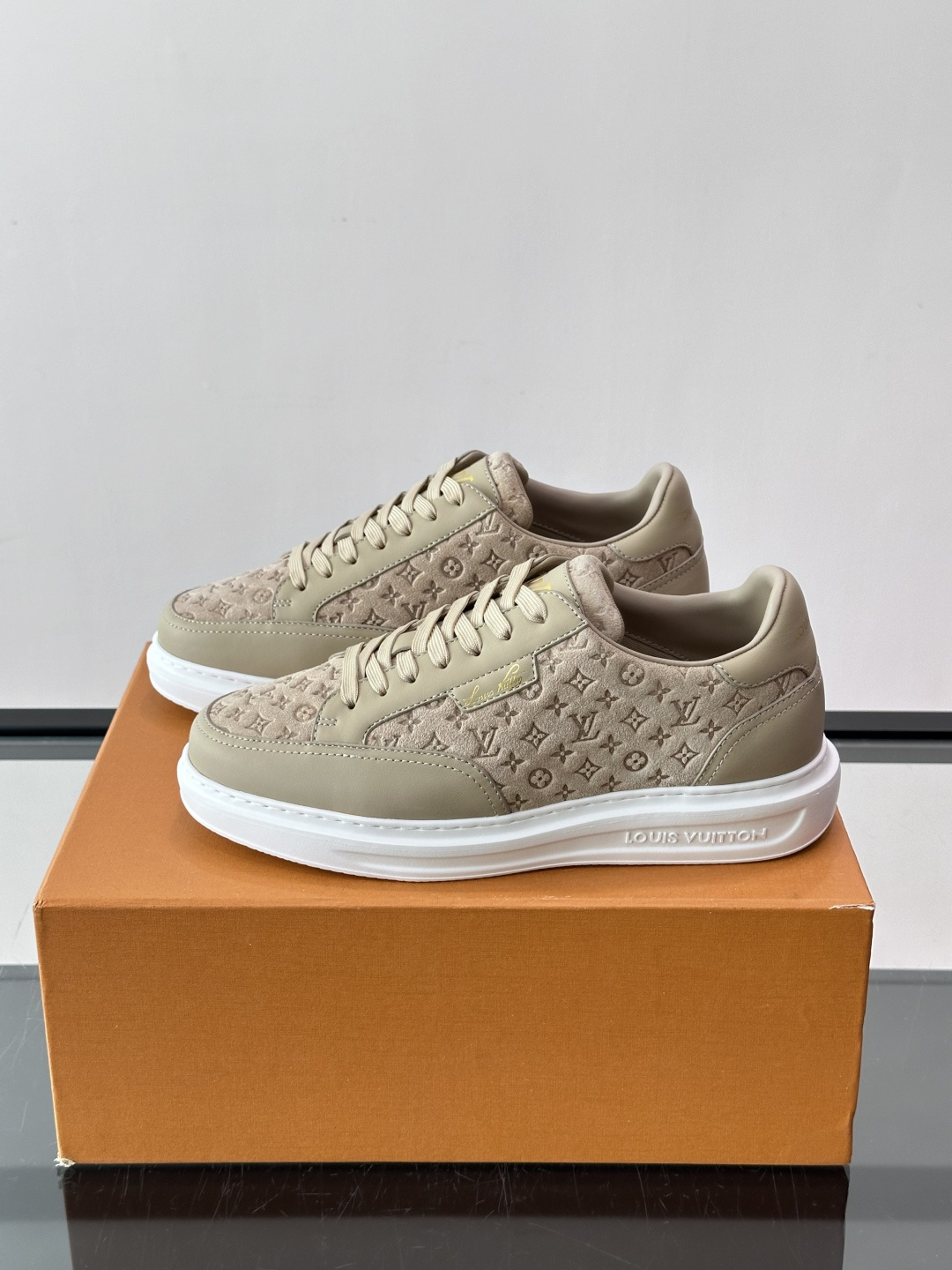 LV Beige Monogram Embossed Platform Sneaker
