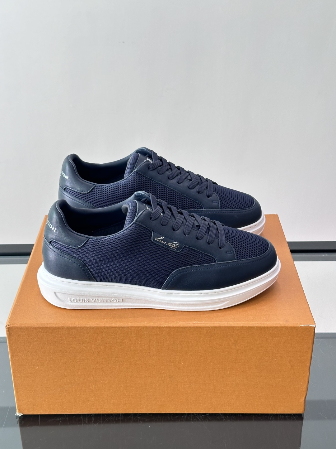 LV navy Monogram Embossed Platform Sneaker