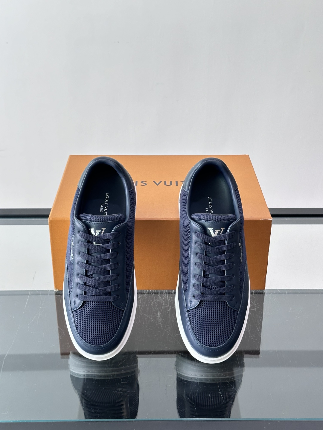 LV navy Monogram Embossed Platform Sneaker