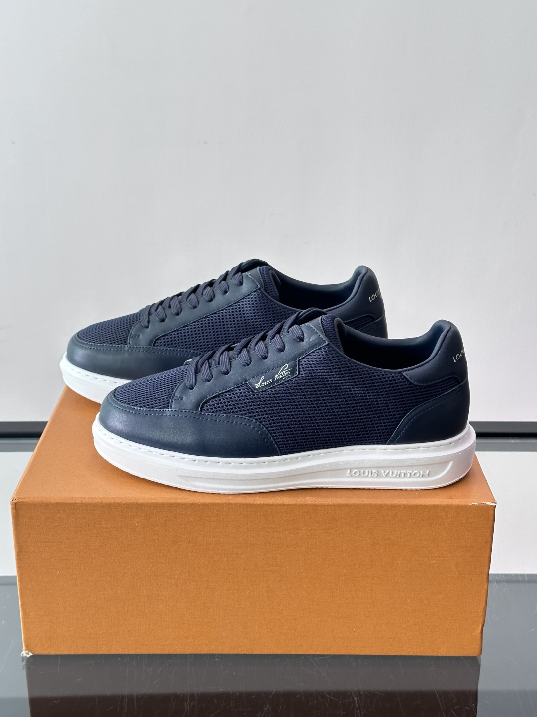 LV navy Monogram Embossed Platform Sneaker