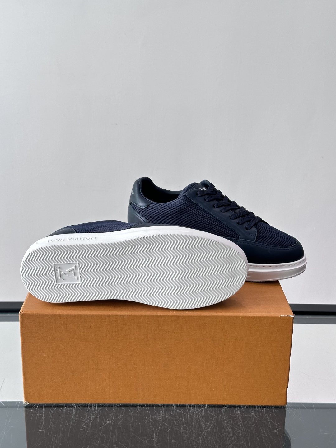 LV navy Monogram Embossed Platform Sneaker