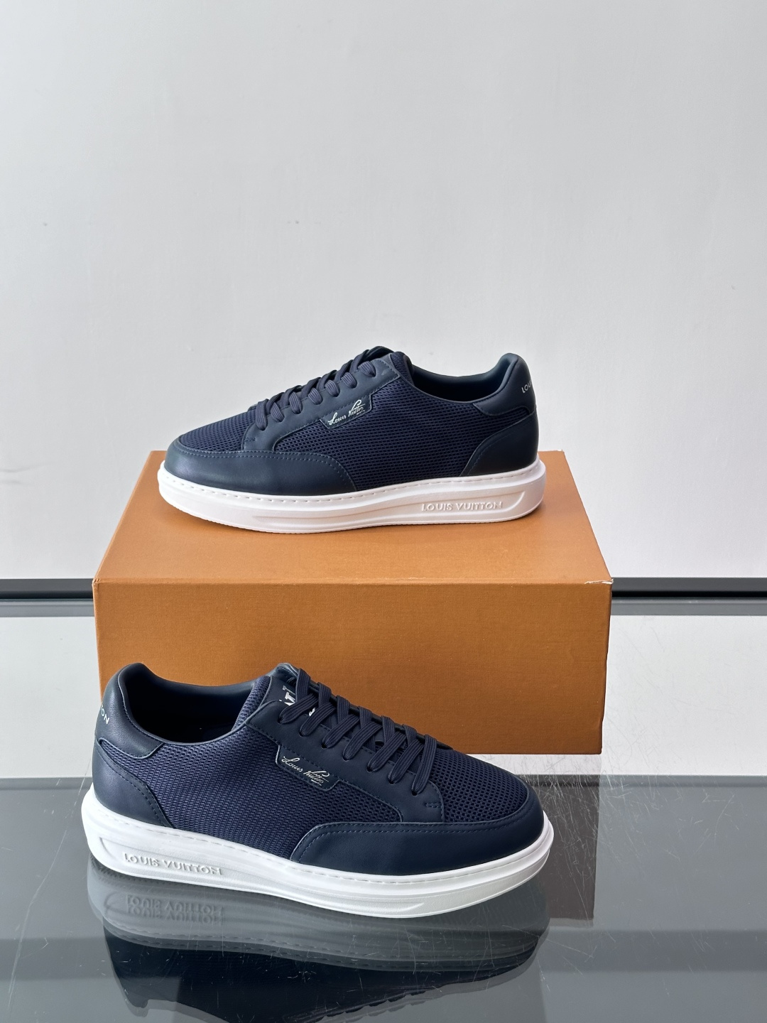LV navy Monogram Embossed Platform Sneaker