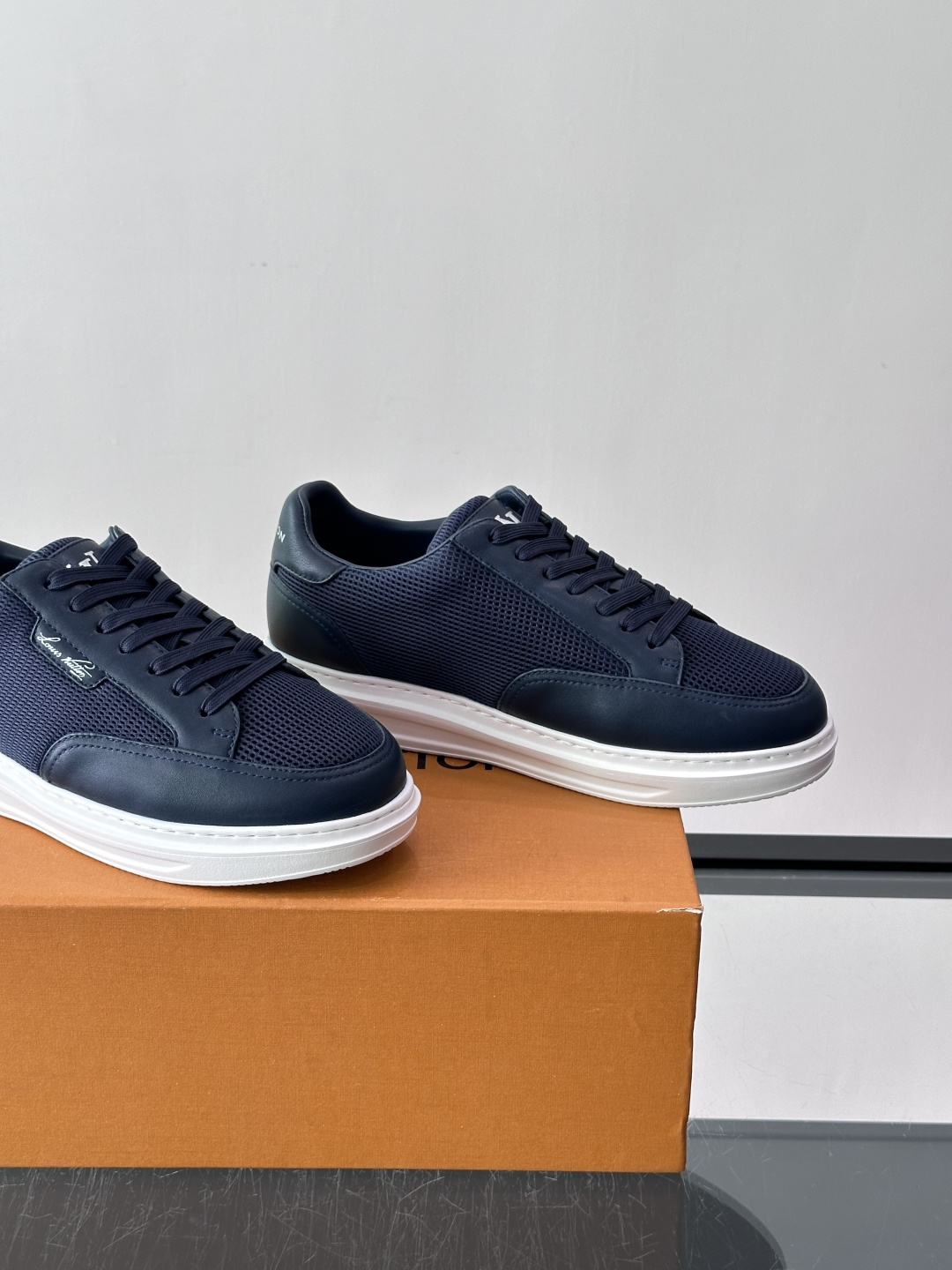 LV navy Monogram Embossed Platform Sneaker