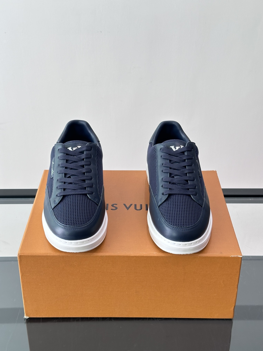 LV navy Monogram Embossed Platform Sneaker