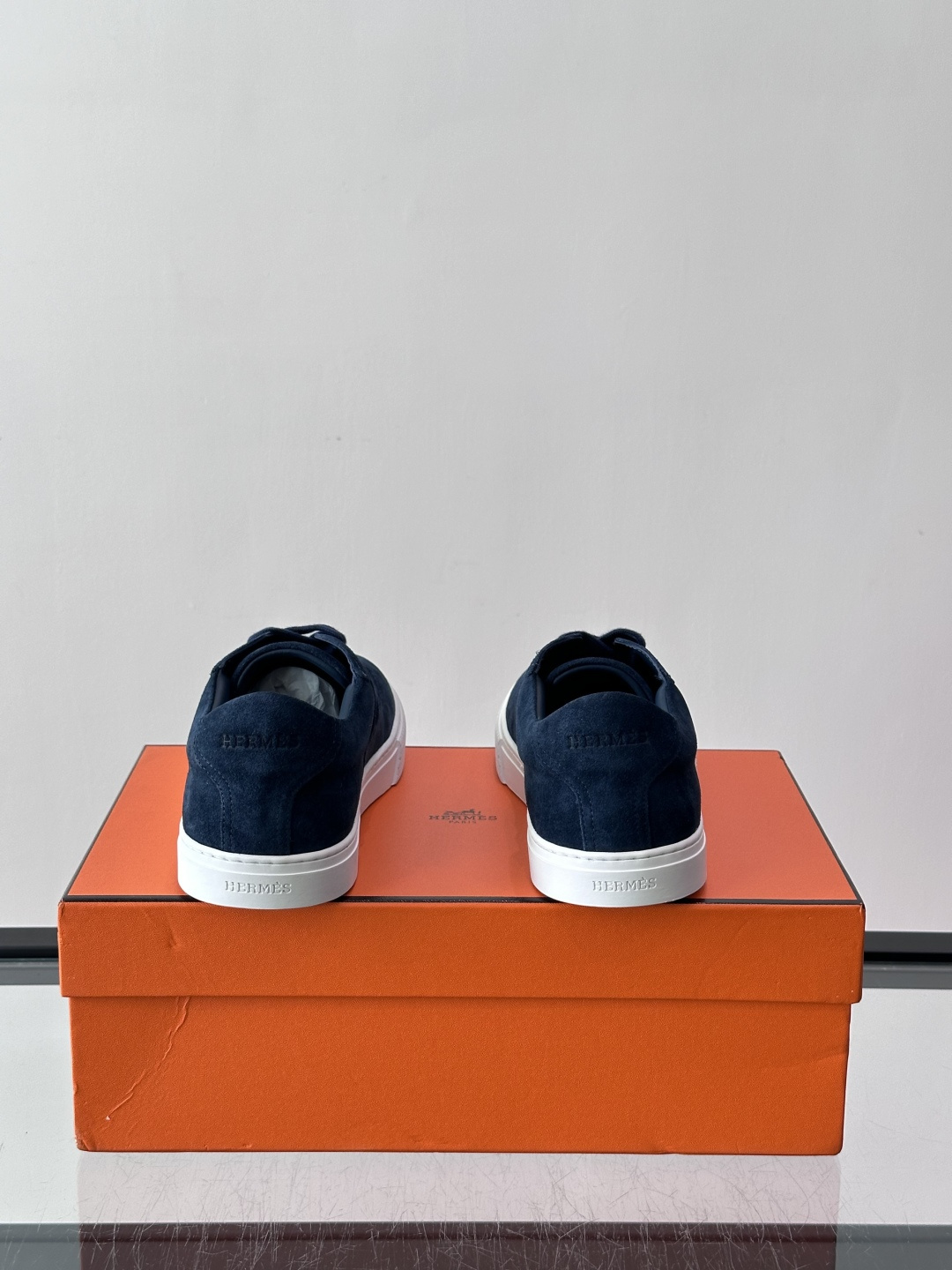Hermes Navy Suede H Logo Sneakers