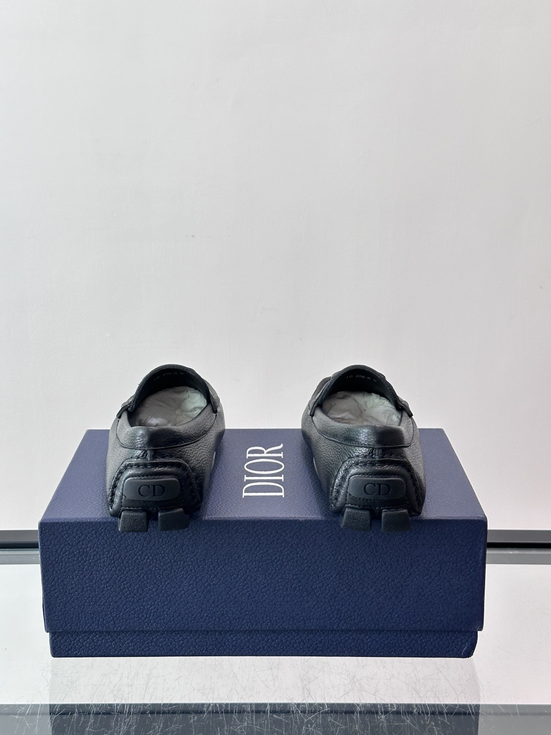 Dior Black Grained Leather CD Logo Driving Loafers
