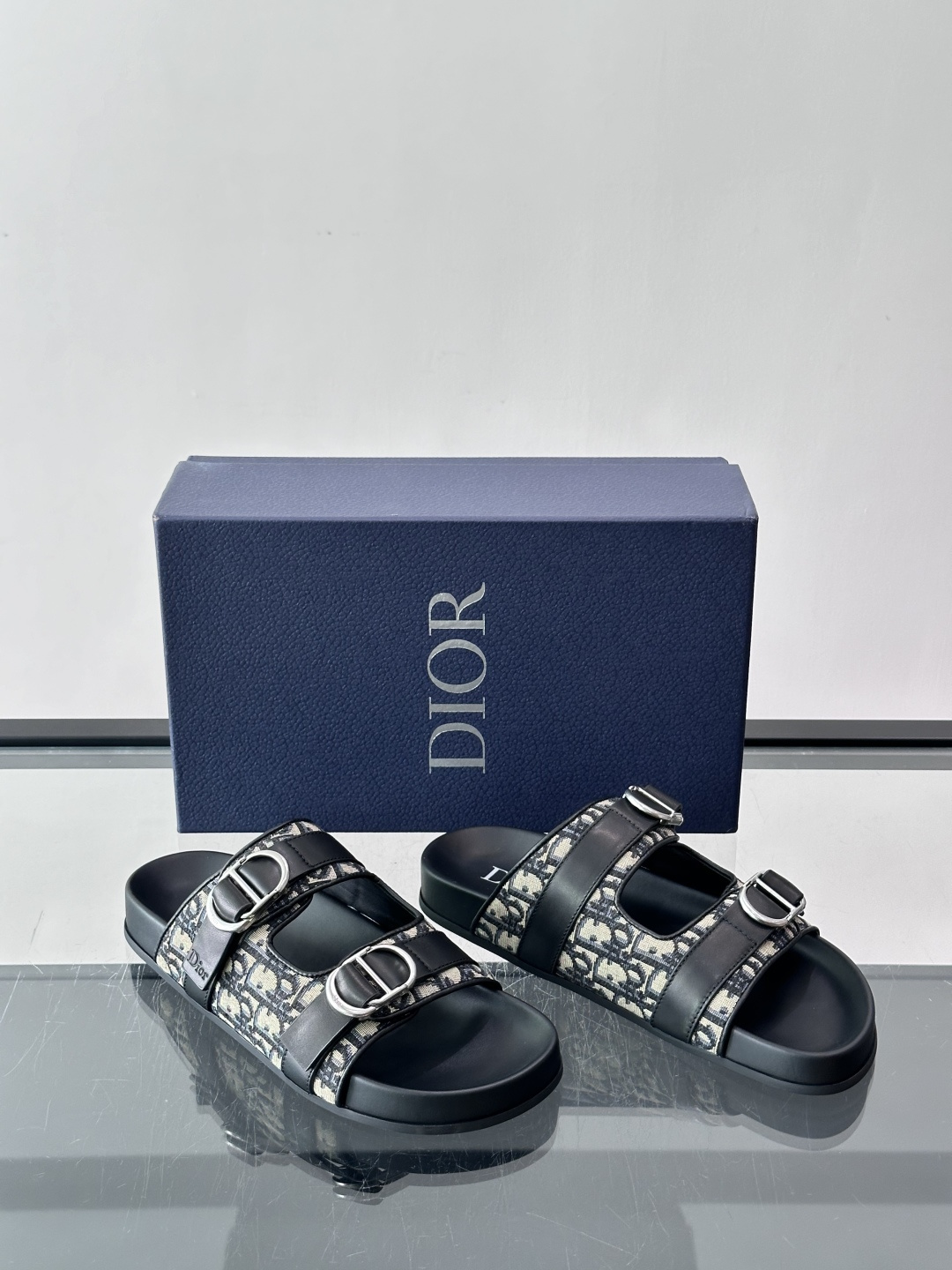 Dior Oblique Jacquard Double Buckle Slide Sandals