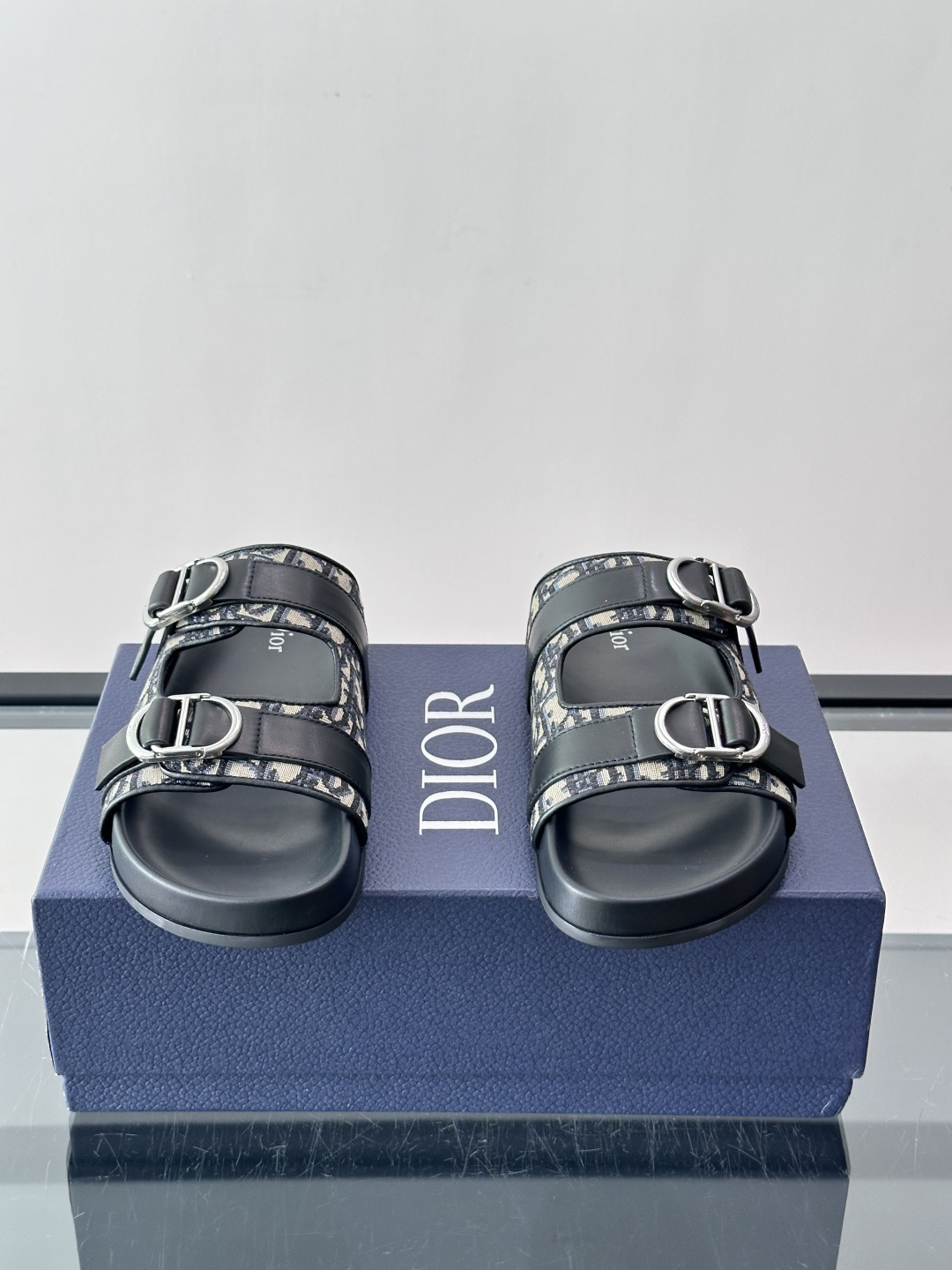 Dior Oblique Jacquard Double Buckle Slide Sandals