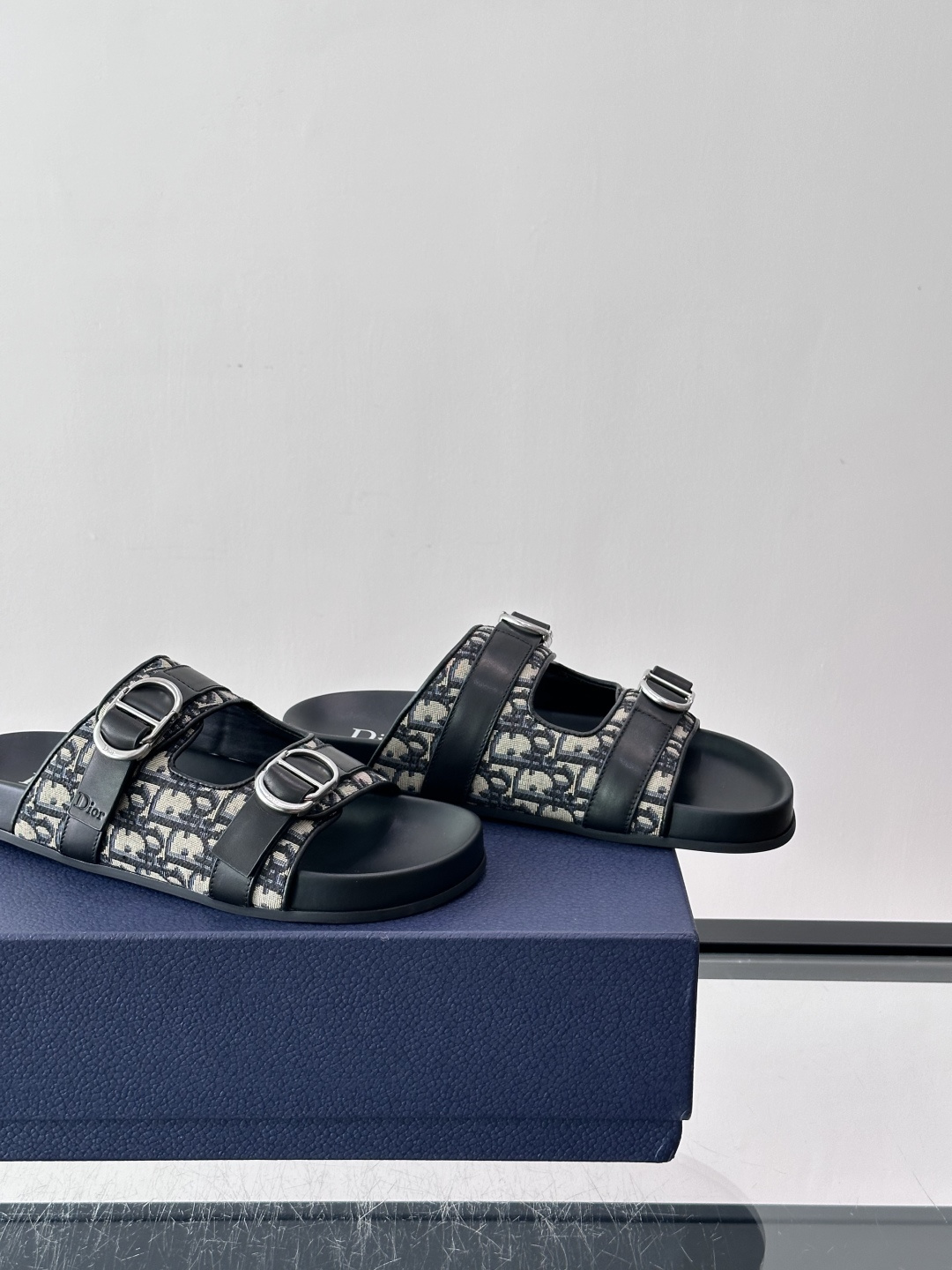 Dior Oblique Jacquard Double Buckle Slide Sandals