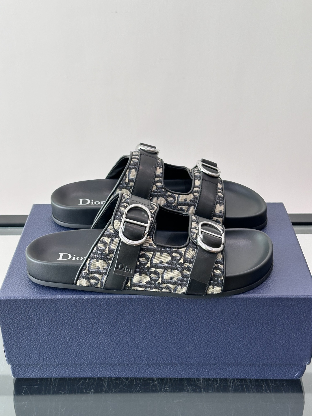Dior Oblique Jacquard Double Buckle Slide Sandals