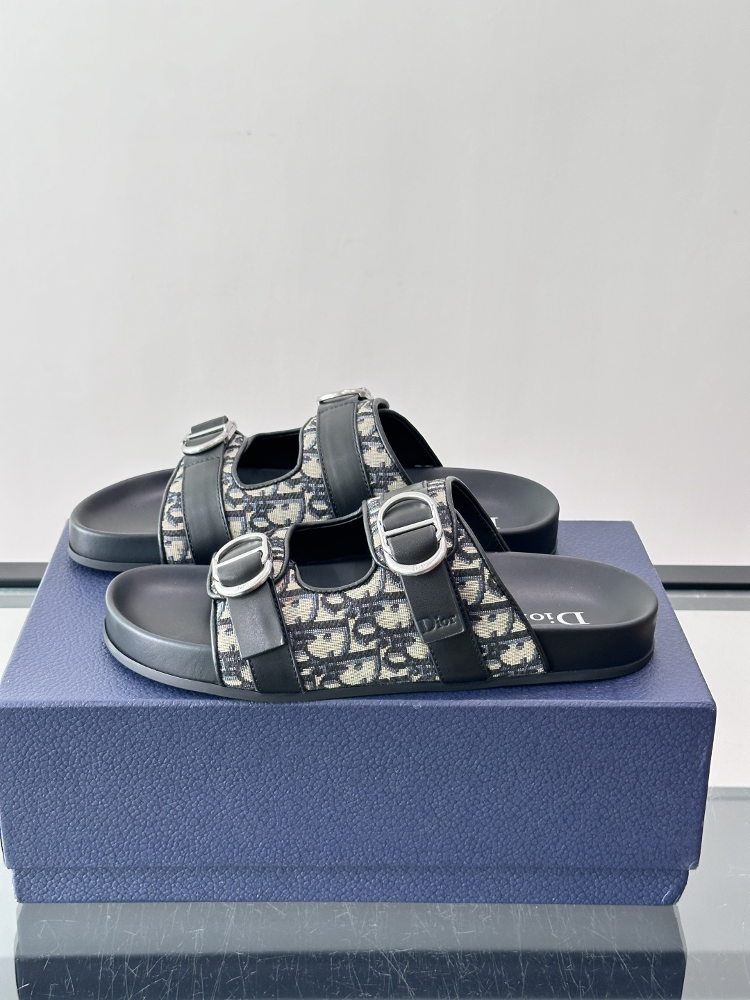 Dior Oblique Jacquard Double Buckle Slide Sandals