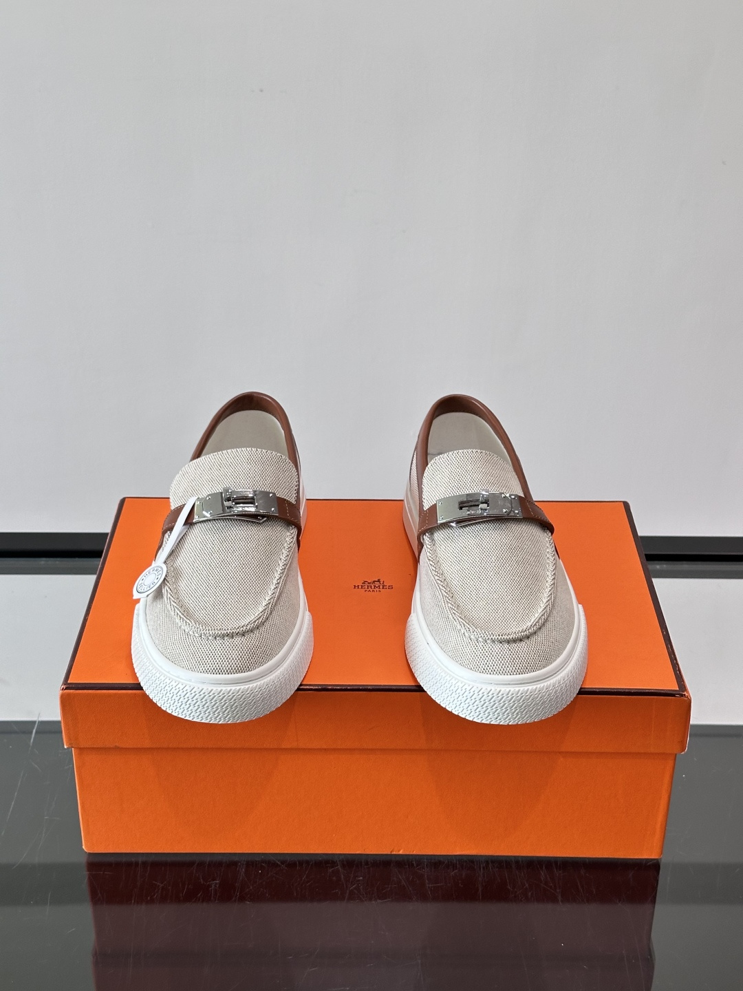 Hermes Canvas Kelly Loafers