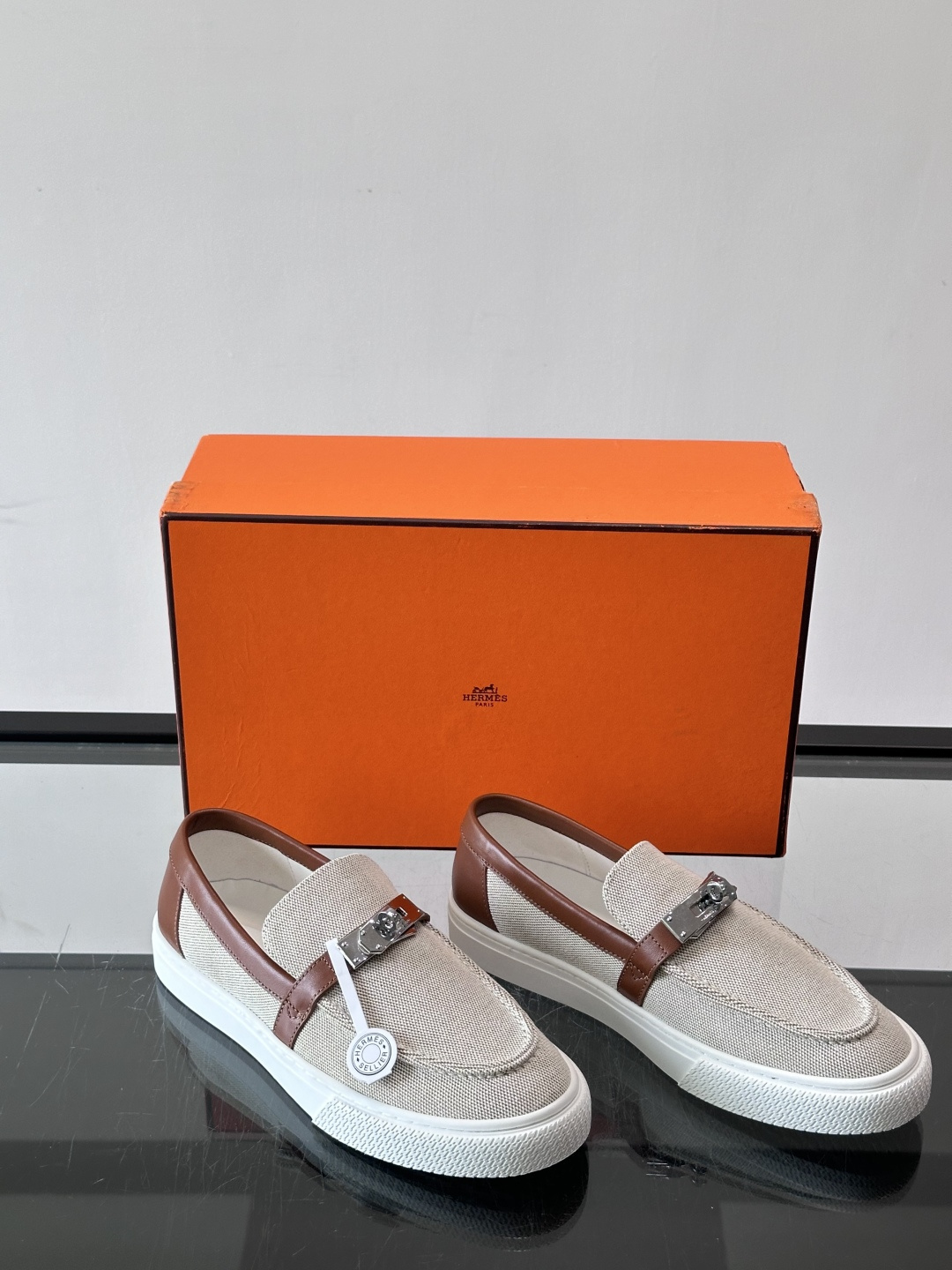 Hermes Canvas Kelly Loafers