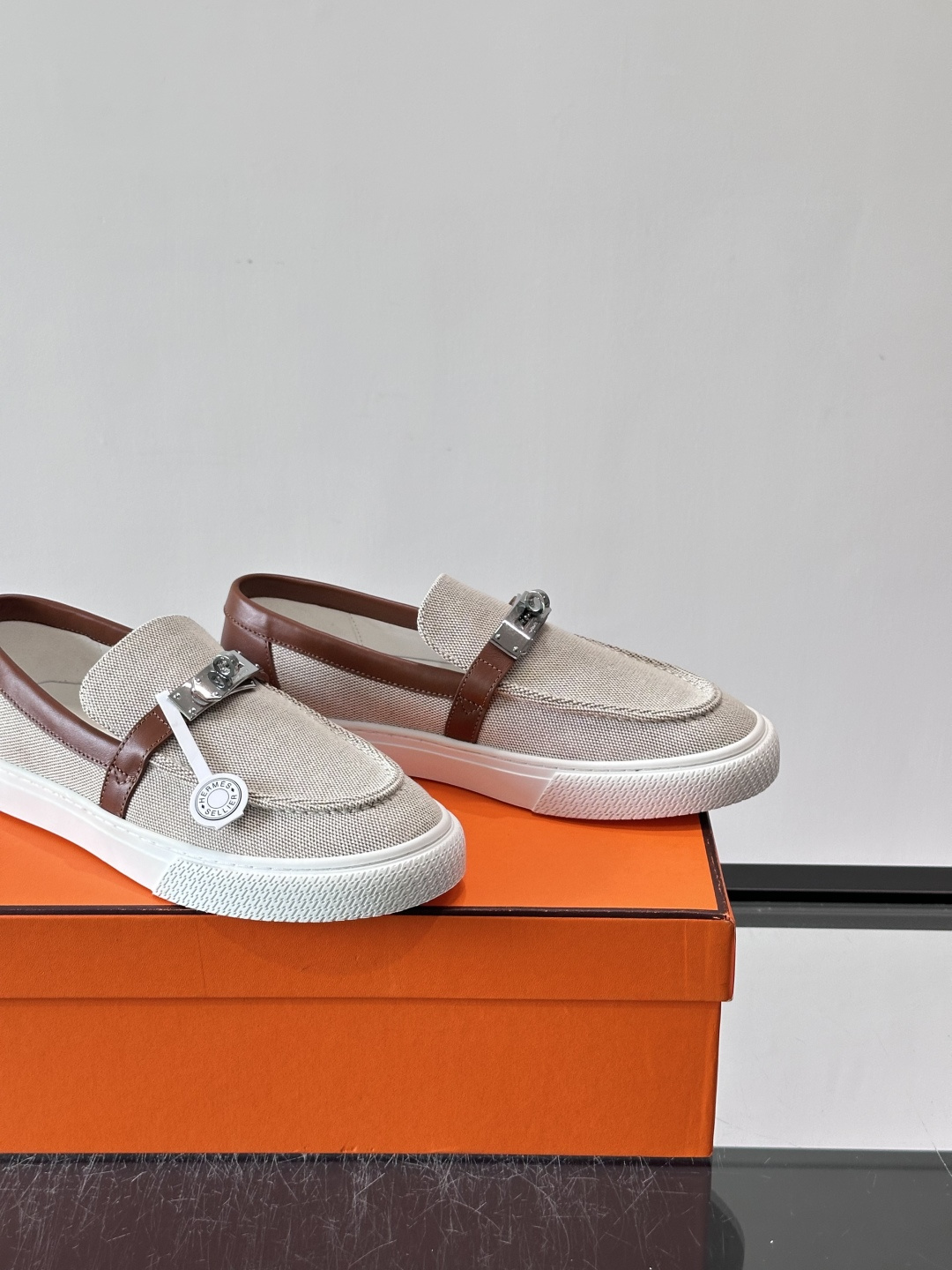 Hermes Canvas Kelly Loafers
