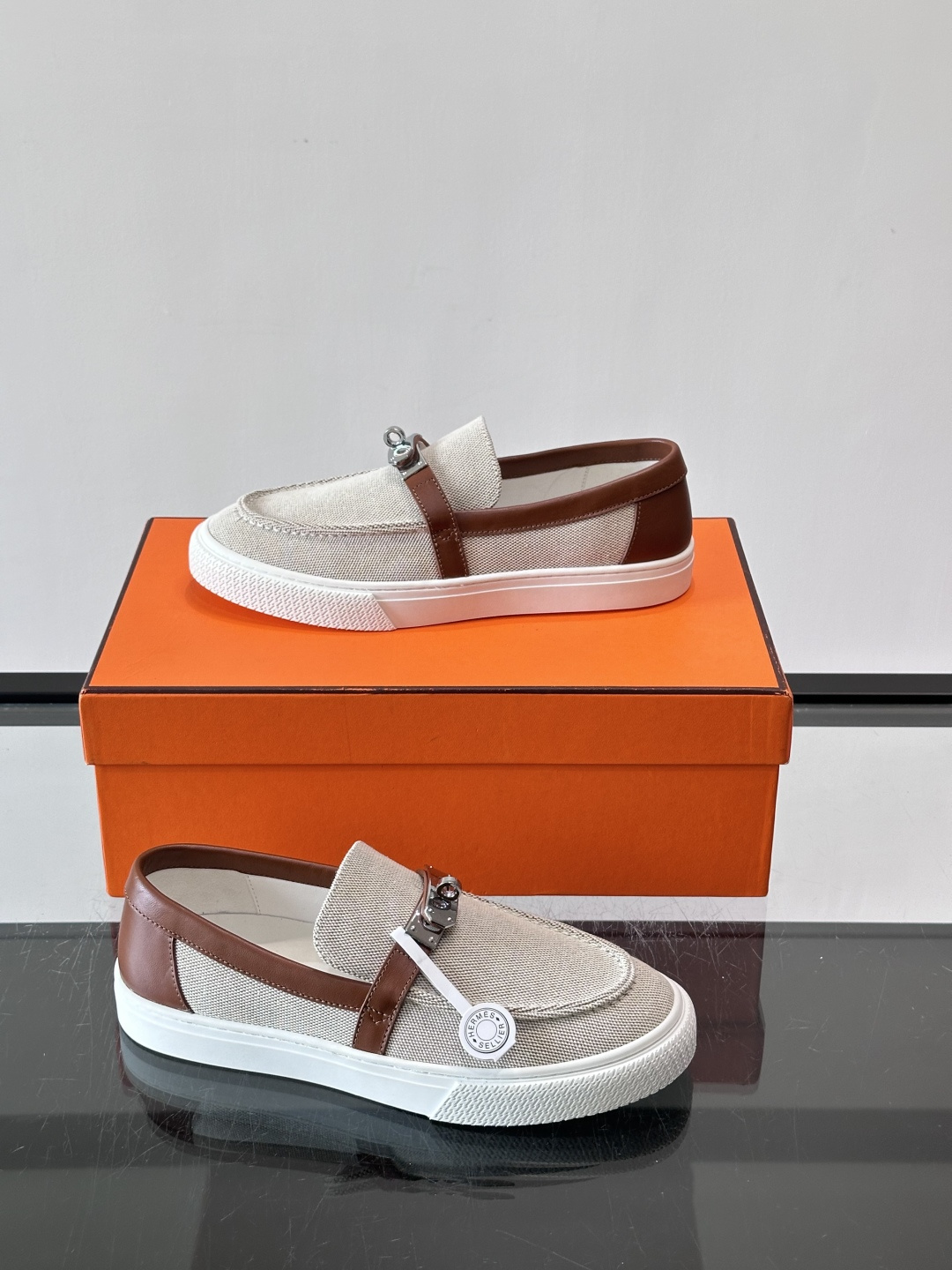 Hermes Canvas Kelly Loafers