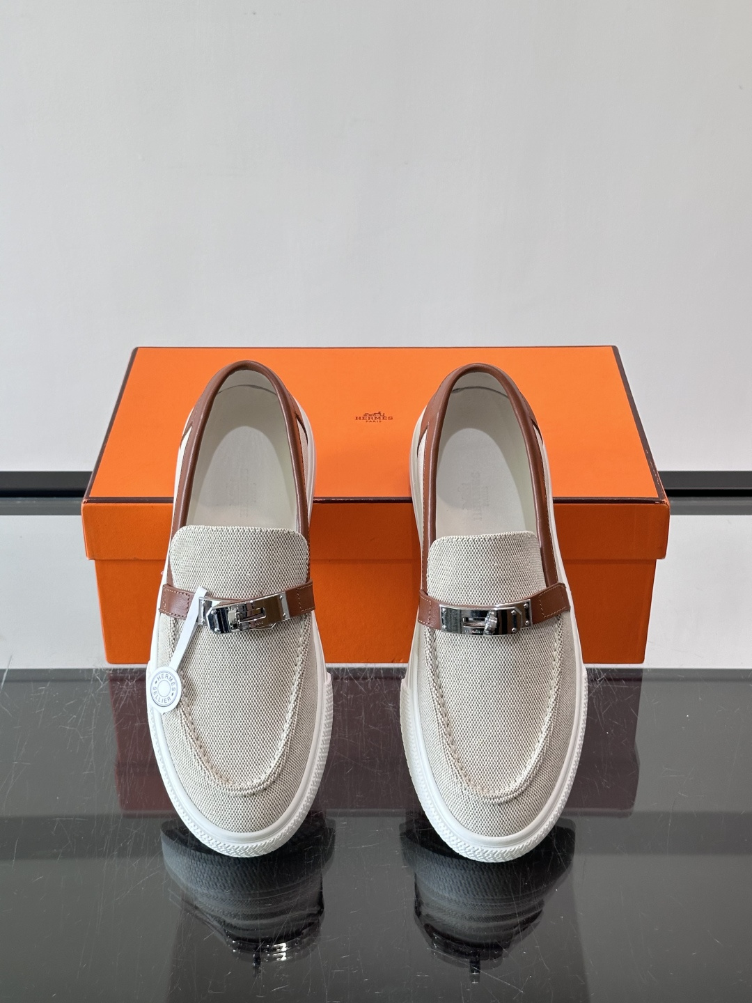 Hermes Canvas Kelly Loafers