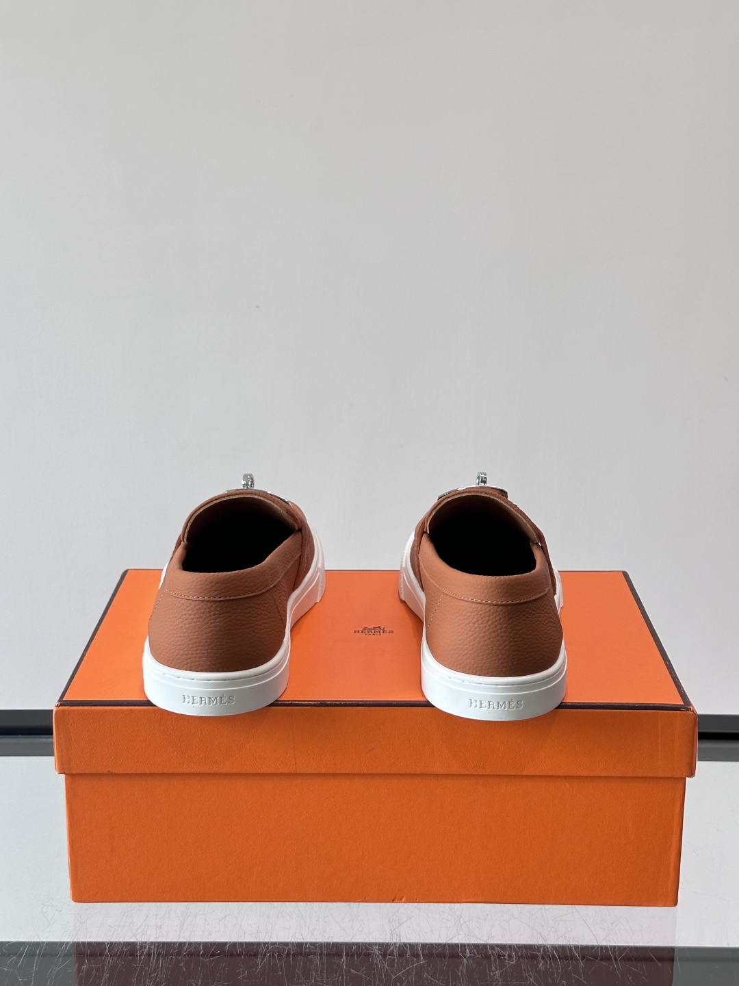 Hermes Caramel Pebbled Kelly Loafers