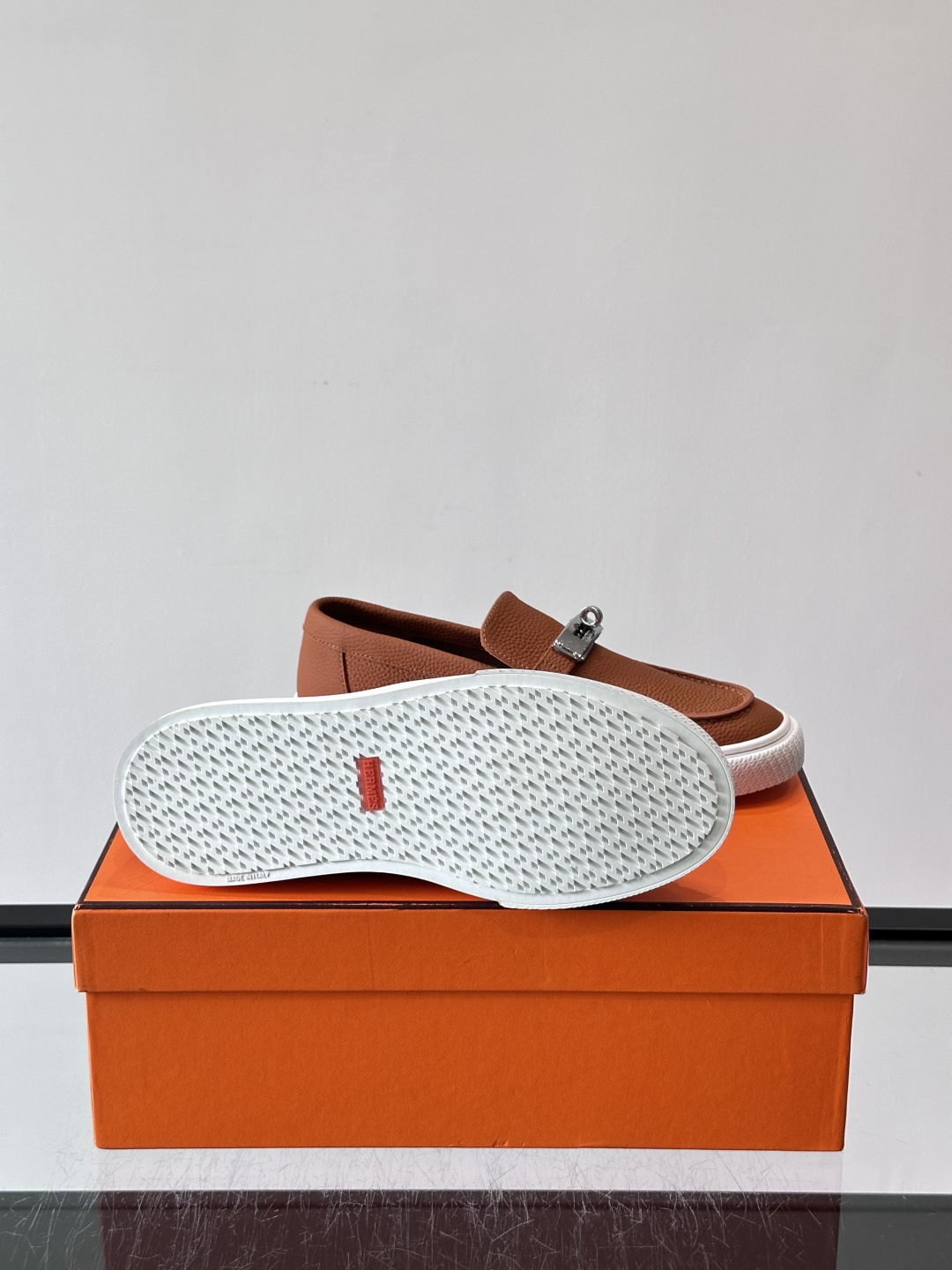 Hermes Caramel Pebbled Kelly Loafers