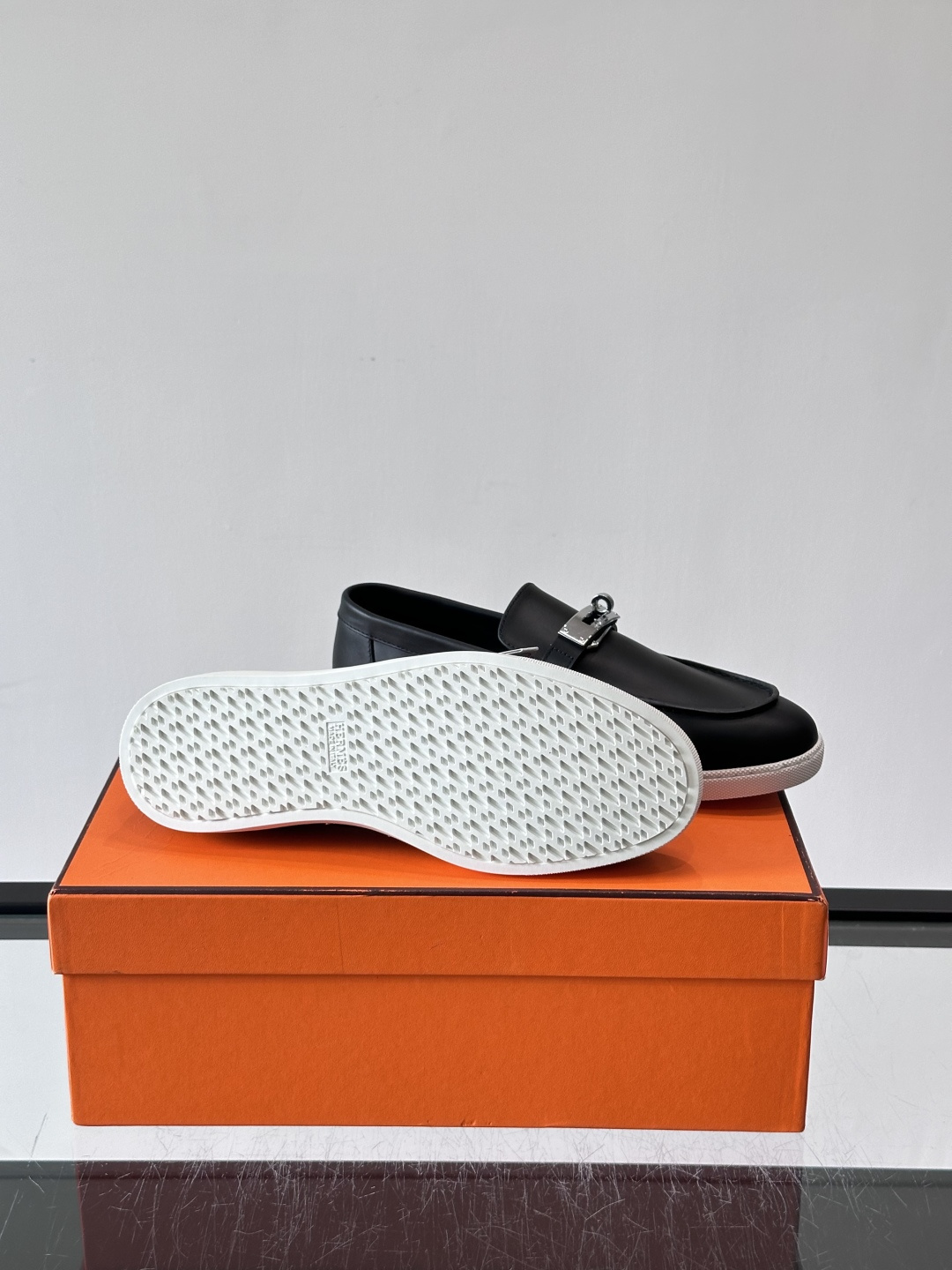 Hermes Black Smooth Leather Kelly Loafers