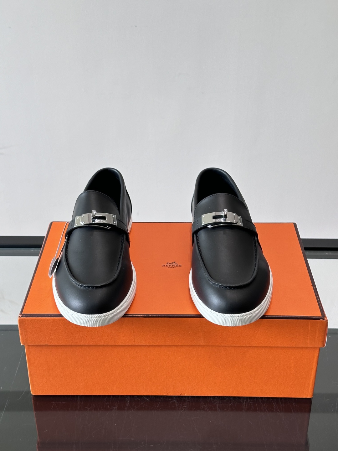Hermes Black Smooth Leather Kelly Loafers