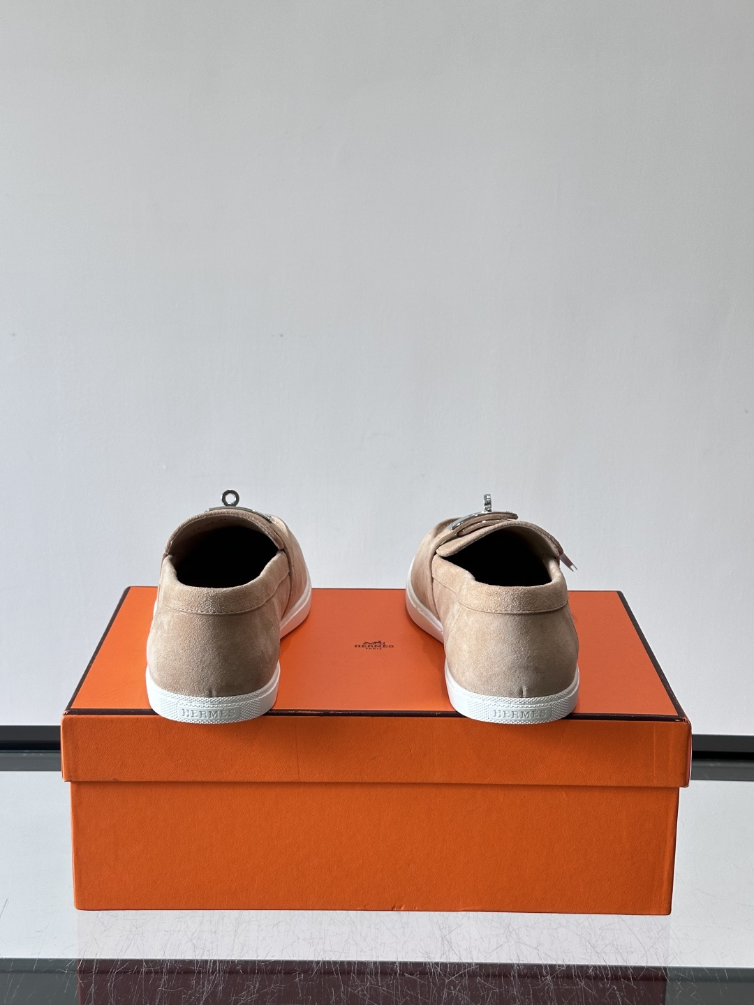 Hermes Beige Suede Kelly Loafers