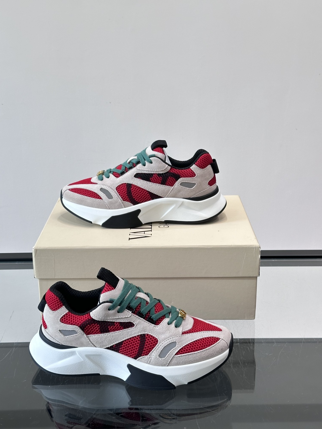 Valentino Garavani Red Grey Sneakers