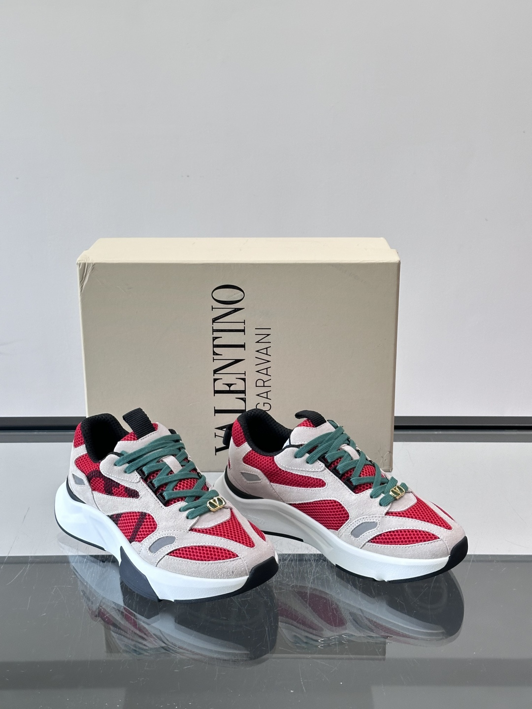 Valentino Garavani Red Grey Sneakers
